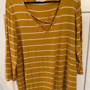 Emory park  Mustard and White Striped Long Sleeve Top